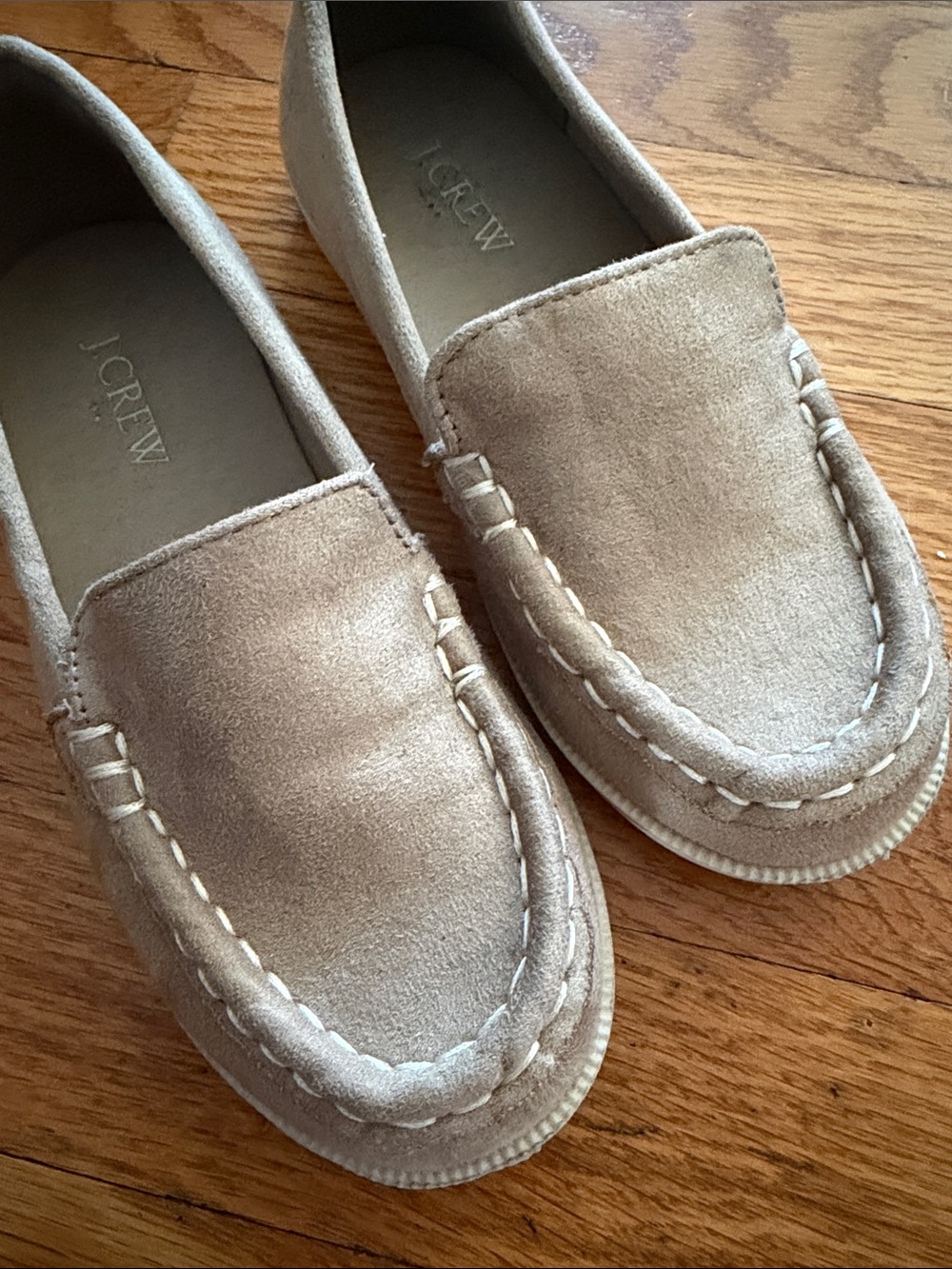 J. Crew Factory Taupe faux Suede Moccasin Loafers